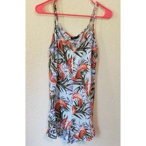 Cotton On Womens Jumpsuit Romper Medium Blue Floral V-Neck Spaghetti Strap